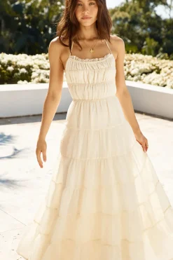 Renaissance Art Maxi Dress Cream