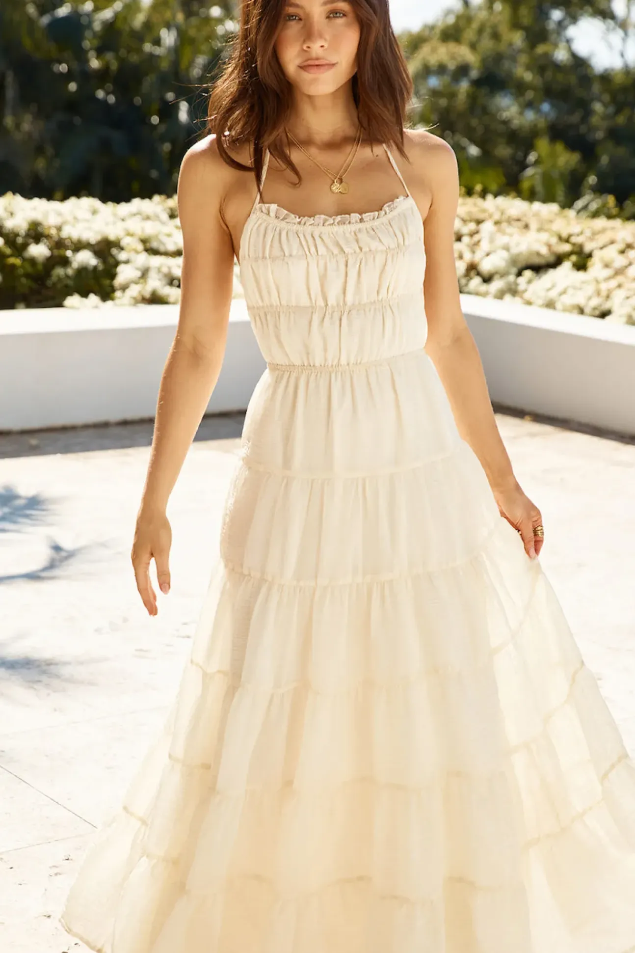 Renaissance Art Maxi Dress Cream