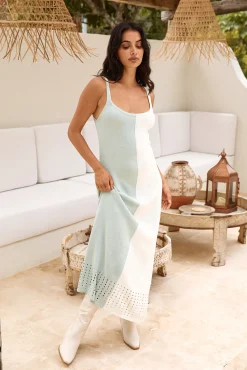Resort Relaxation Knit Maxi Dress Green
