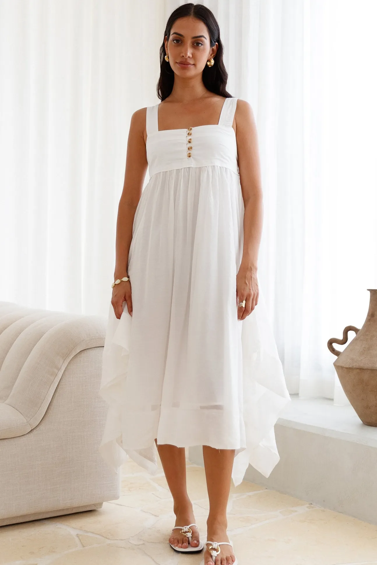 Restful Escape Midi Dress White