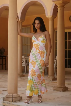 Retro Bloom Maxi Dress Green