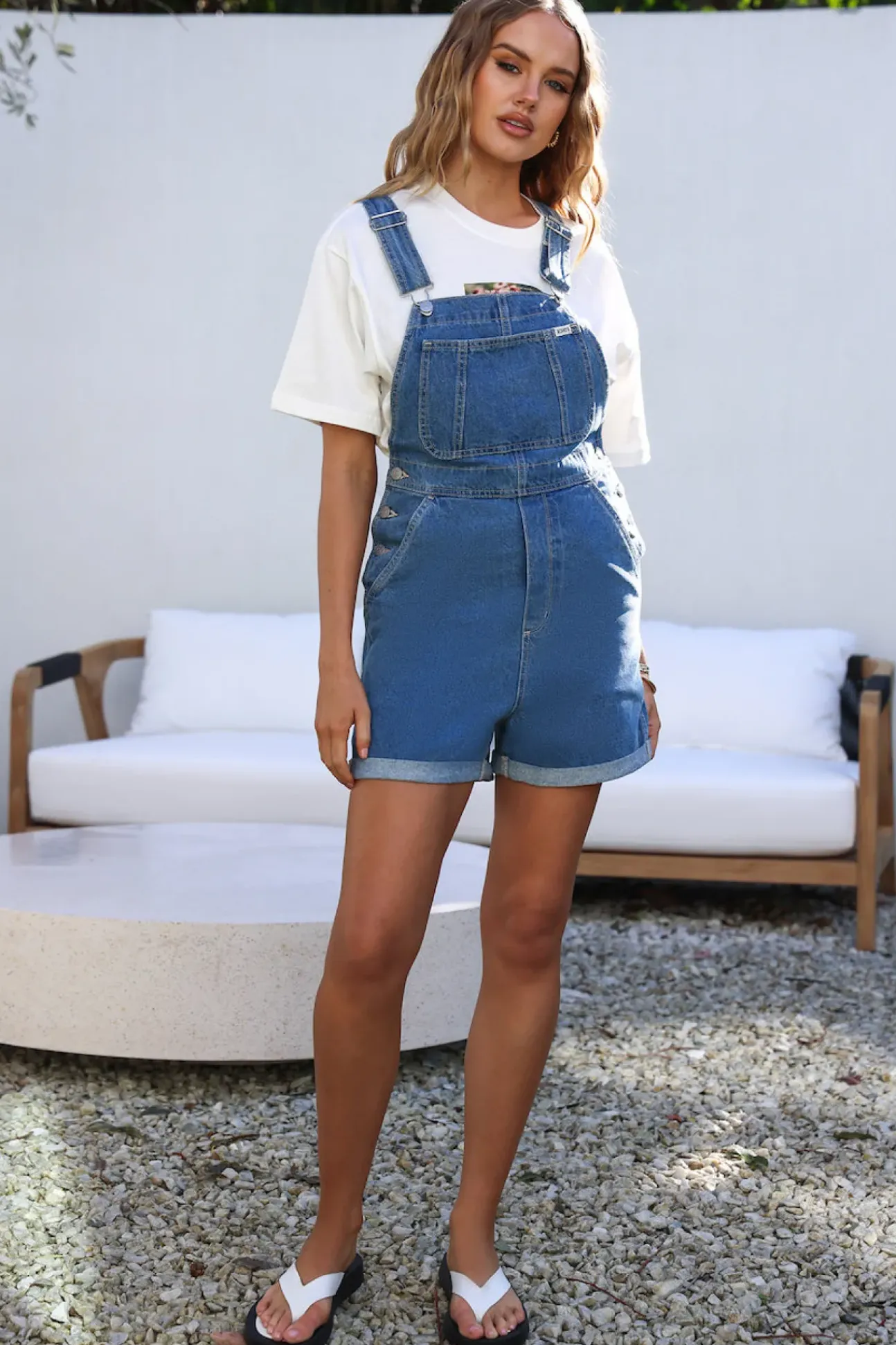 RIDERS BY LEE 90's Dungaree Short River Fade