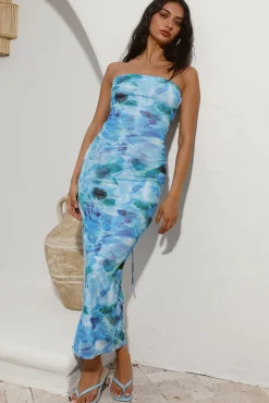 Ripple Effect Maxi Dress Blue
