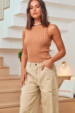 Rolling Clouds Knit Top Brown