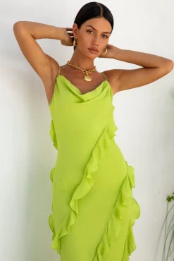 Romantic Flare Maxi Dress Green