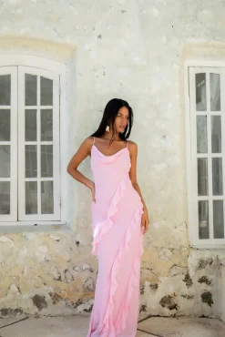 Romantic Flare Maxi Dress Pink