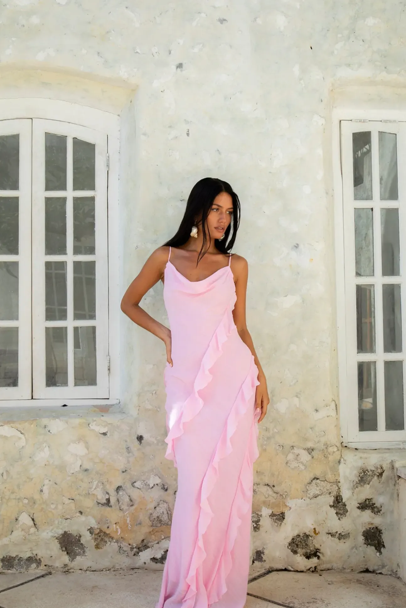 Romantic Flare Maxi Dress Pink