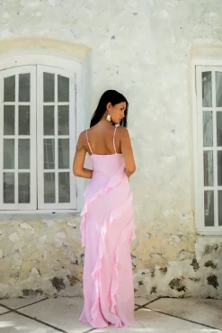 Romantic Flare Maxi Dress Pink