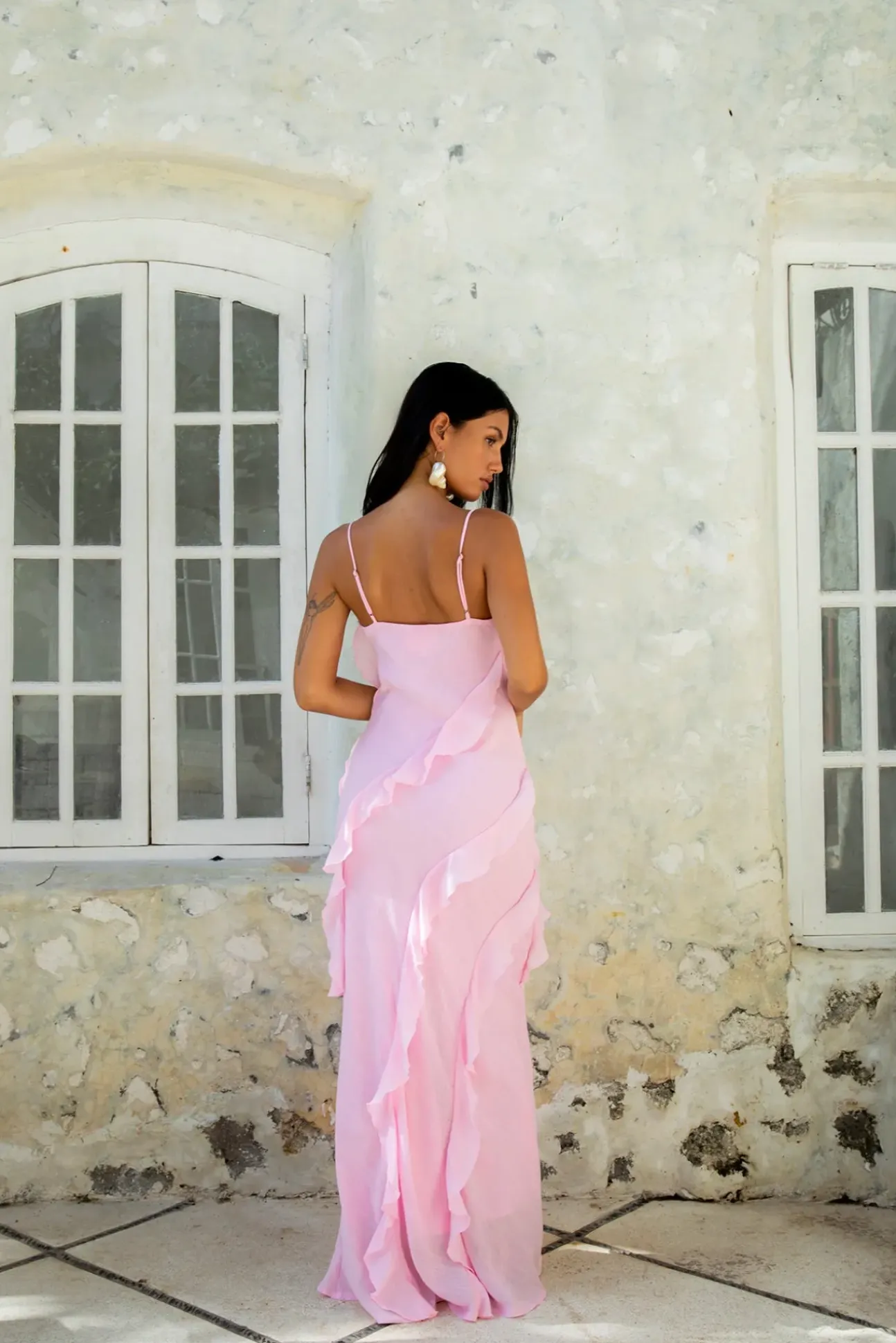 Romantic Flare Maxi Dress Pink
