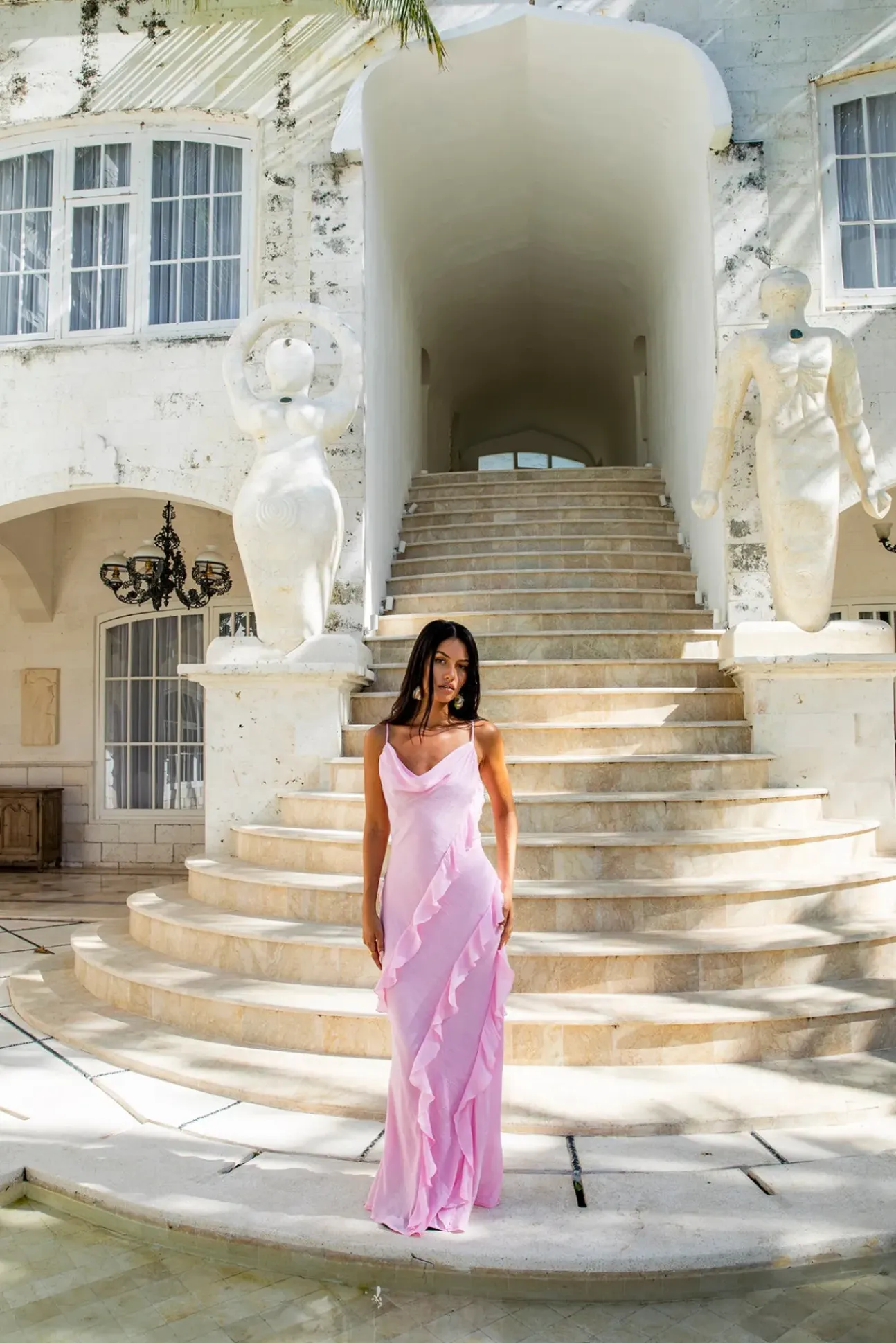 Romantic Flare Maxi Dress Pink