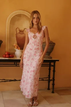 Rose Petal Reverie Midi Dress Pink