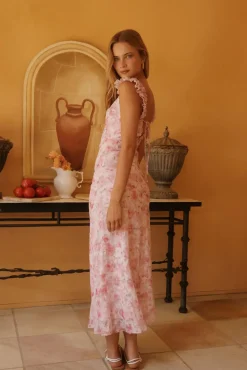 Rose Petal Reverie Midi Dress Pink
