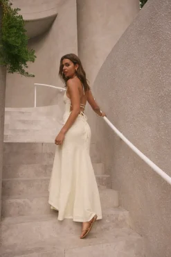 Rosetta Halter Maxi Dress Cream