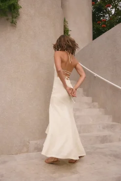 Rosetta Halter Maxi Dress Cream