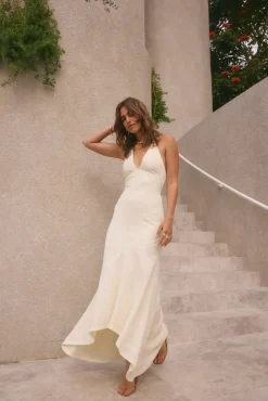Rosetta Halter Maxi Dress Cream