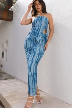 RUNAWAY THE LABEL Inaya Strapless Top Jean Print