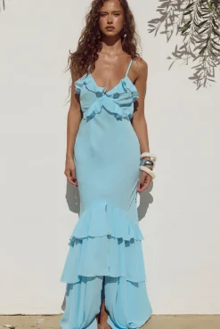 RUNAWAY THE LABEL Namari Maxi Dress Light Blue