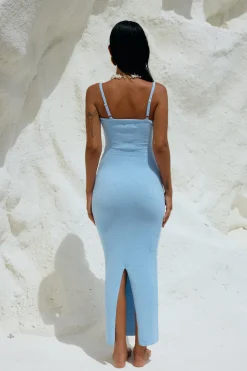 RUNAWAY THE LABEL Normani Midi Dress Ice Blue