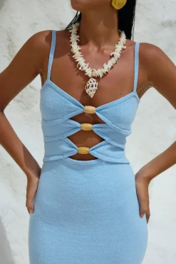 RUNAWAY THE LABEL Normani Midi Dress Ice Blue