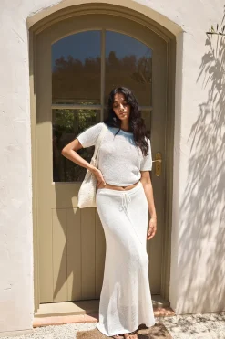 Safe Haven Knit Maxi Skirt White