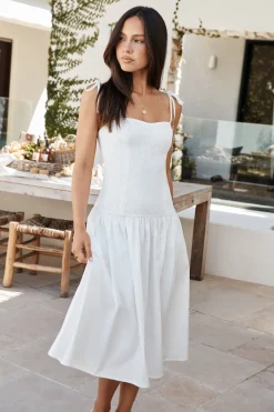 Sailing On A Dream Lace Midi Dress White