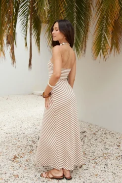 Salvadore Strapless Maxi Dress Brown