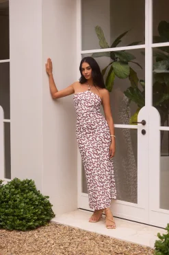 Sand Dune Halter Midi Dress Chocolate