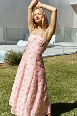 Sasha Strapless Maxi Dress Pink