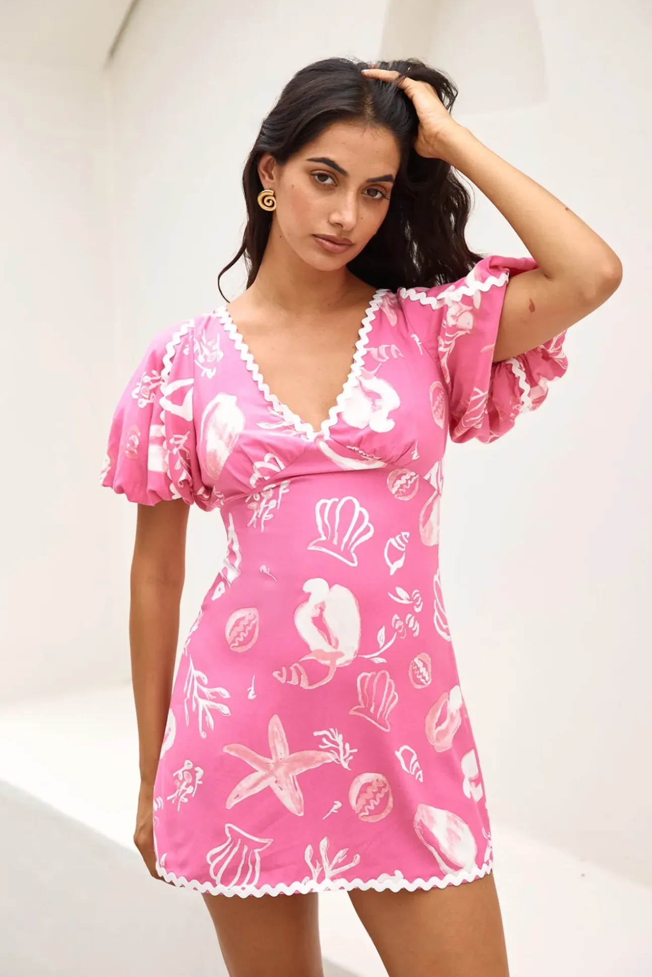 Seashell Searching Mini Dress Pink