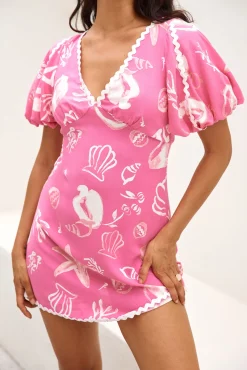 Seashell Searching Mini Dress Pink