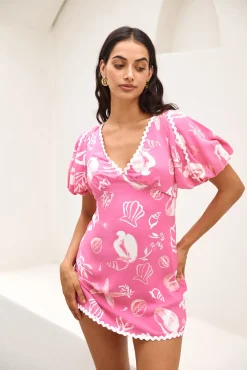 Seashell Searching Mini Dress Pink