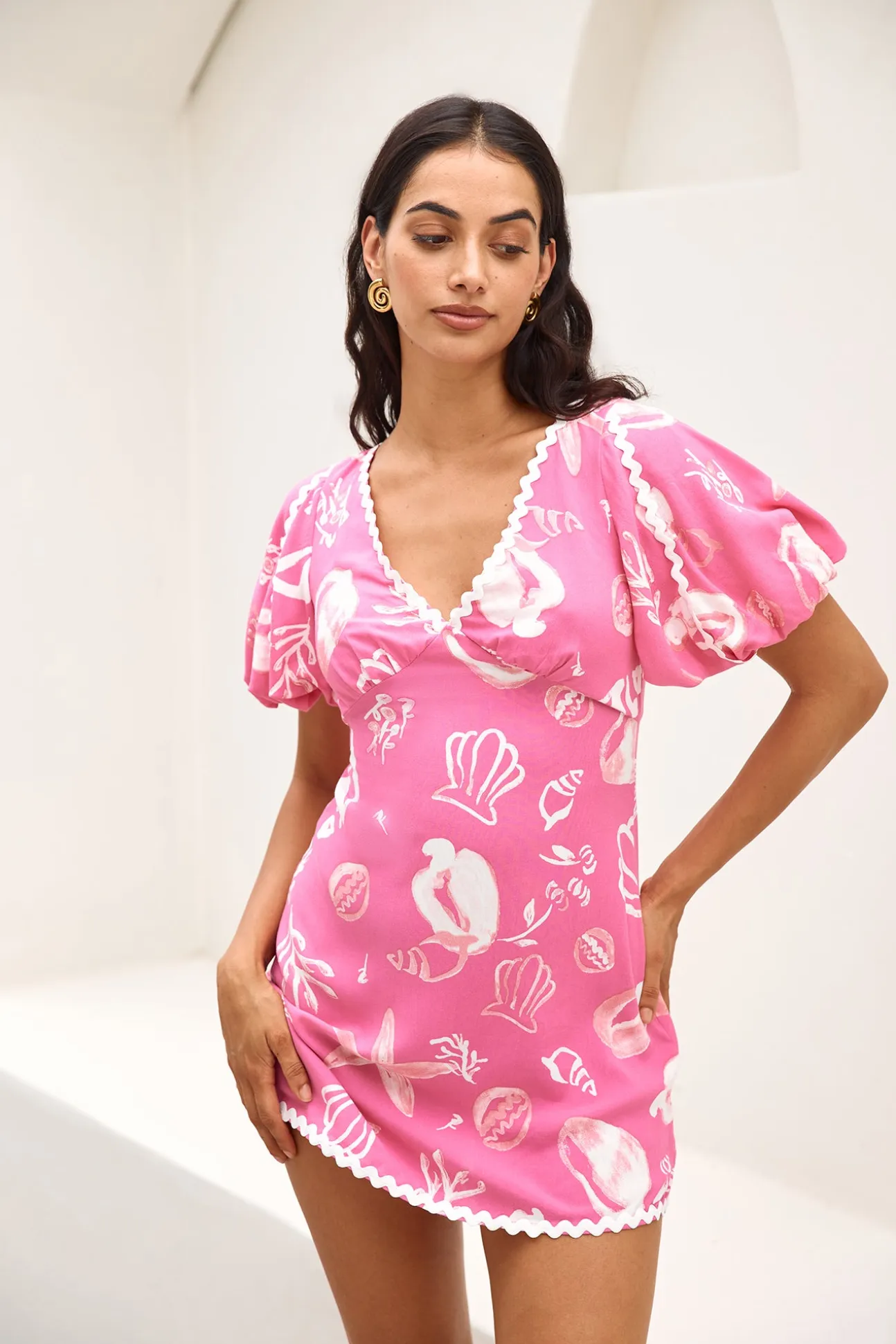 Seashell Searching Mini Dress Pink