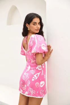 Seashell Searching Mini Dress Pink