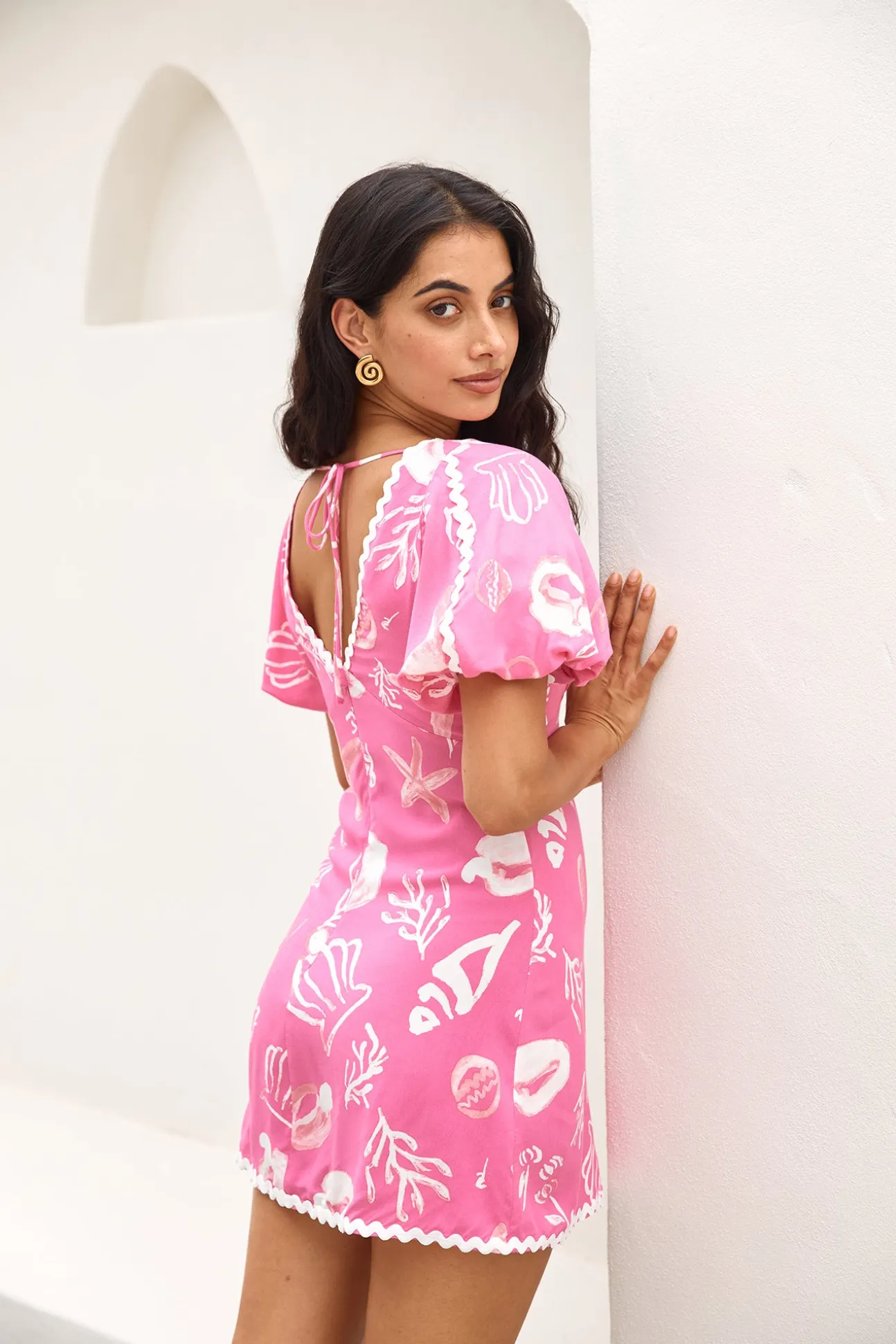 Seashell Searching Mini Dress Pink