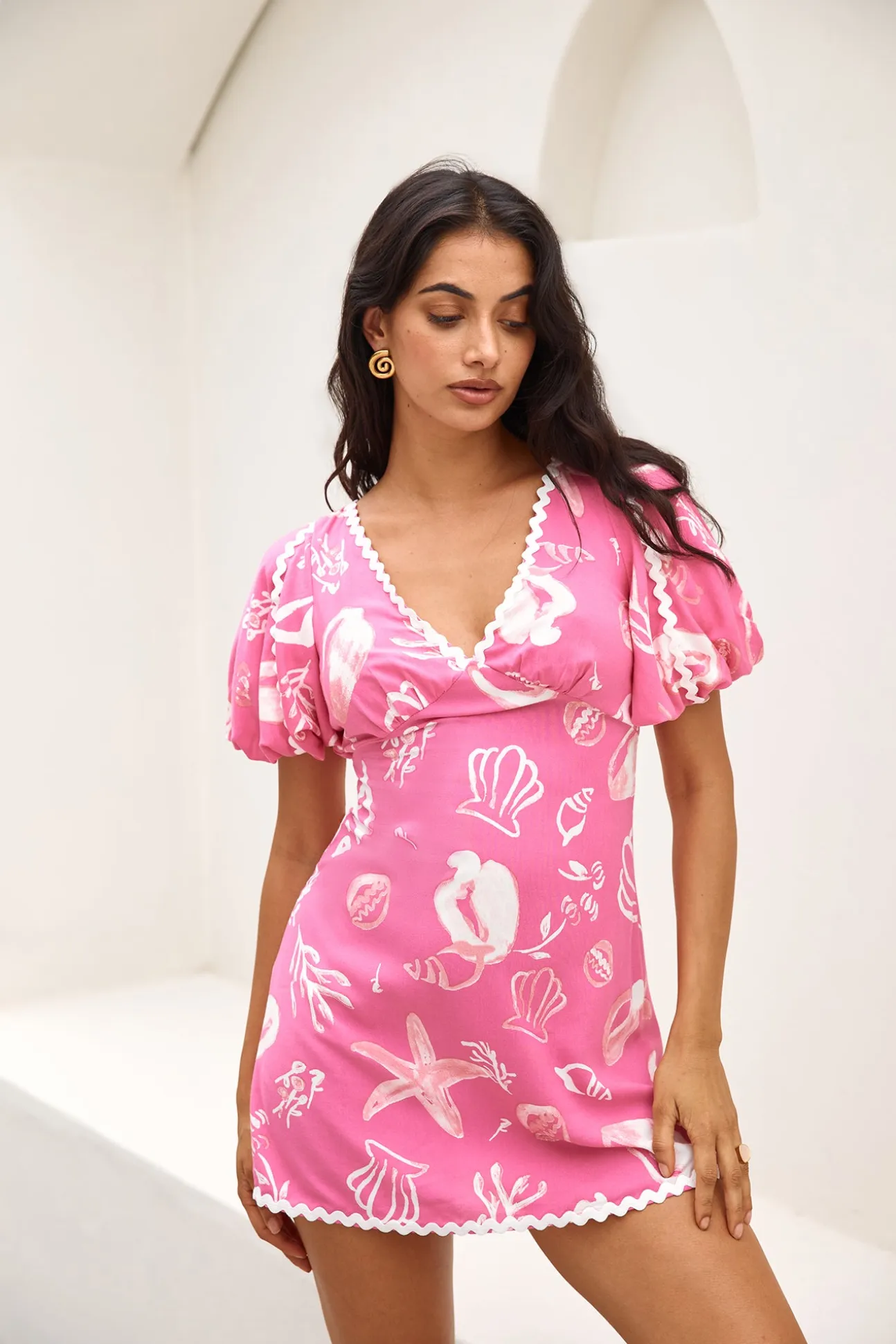 Seashell Searching Mini Dress Pink