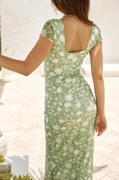 Secluded Wonders Mesh Maxi Dress Green