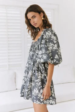 Secret Garden Mini Dress Gray
