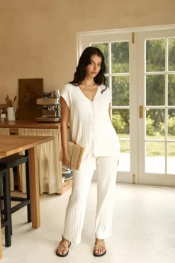 Seeking Memories Knit Pant White