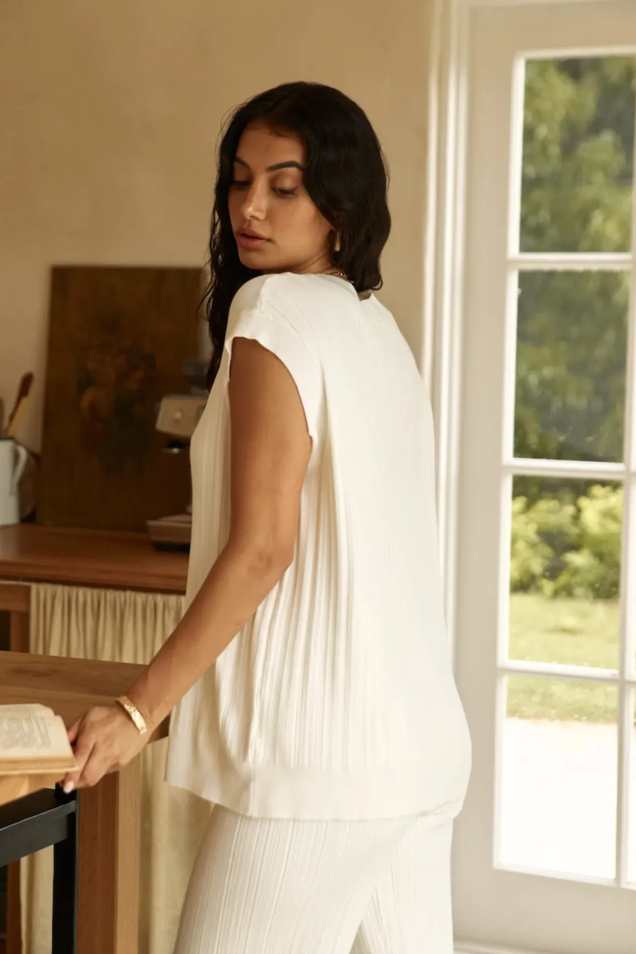 Seeking Memories Knit Pant White