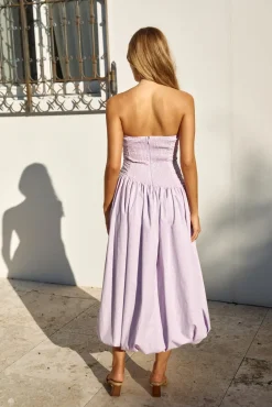 See You Tonight Bubble Hem Midi Dress Lilac