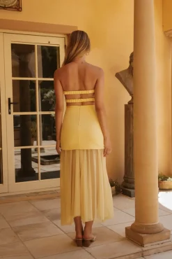 Serene Sands Strapless Maxi Dress Yellow