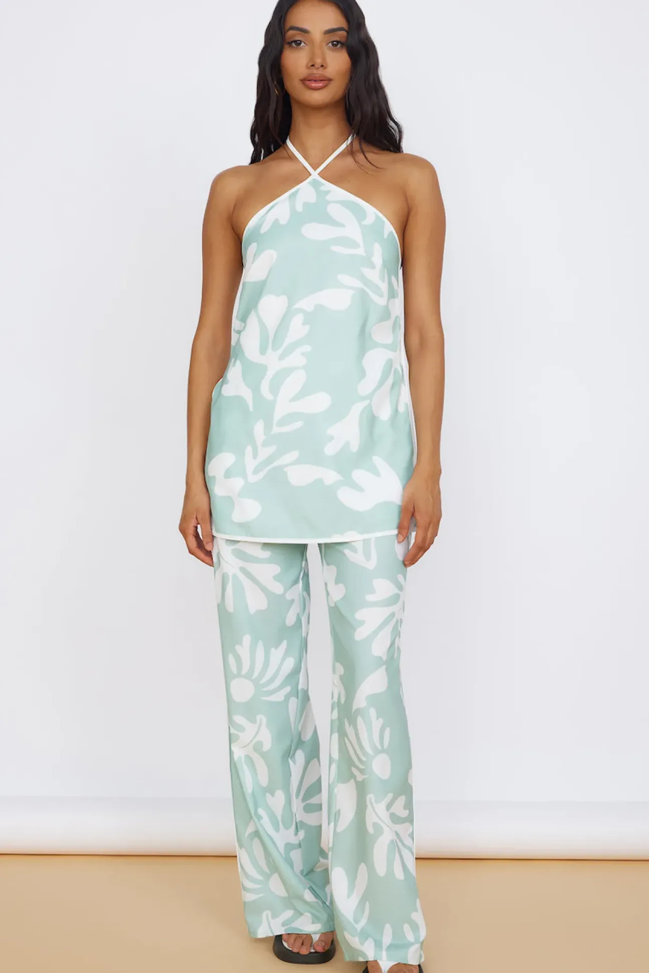 SEVEN WONDERS Ilah Halter Top Sage