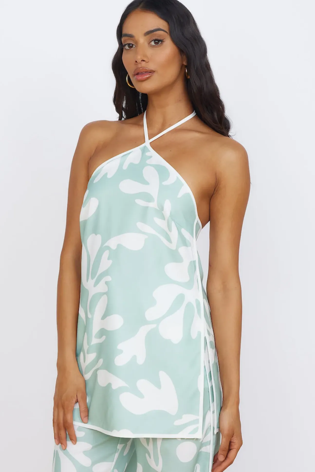 SEVEN WONDERS Ilah Halter Top Sage