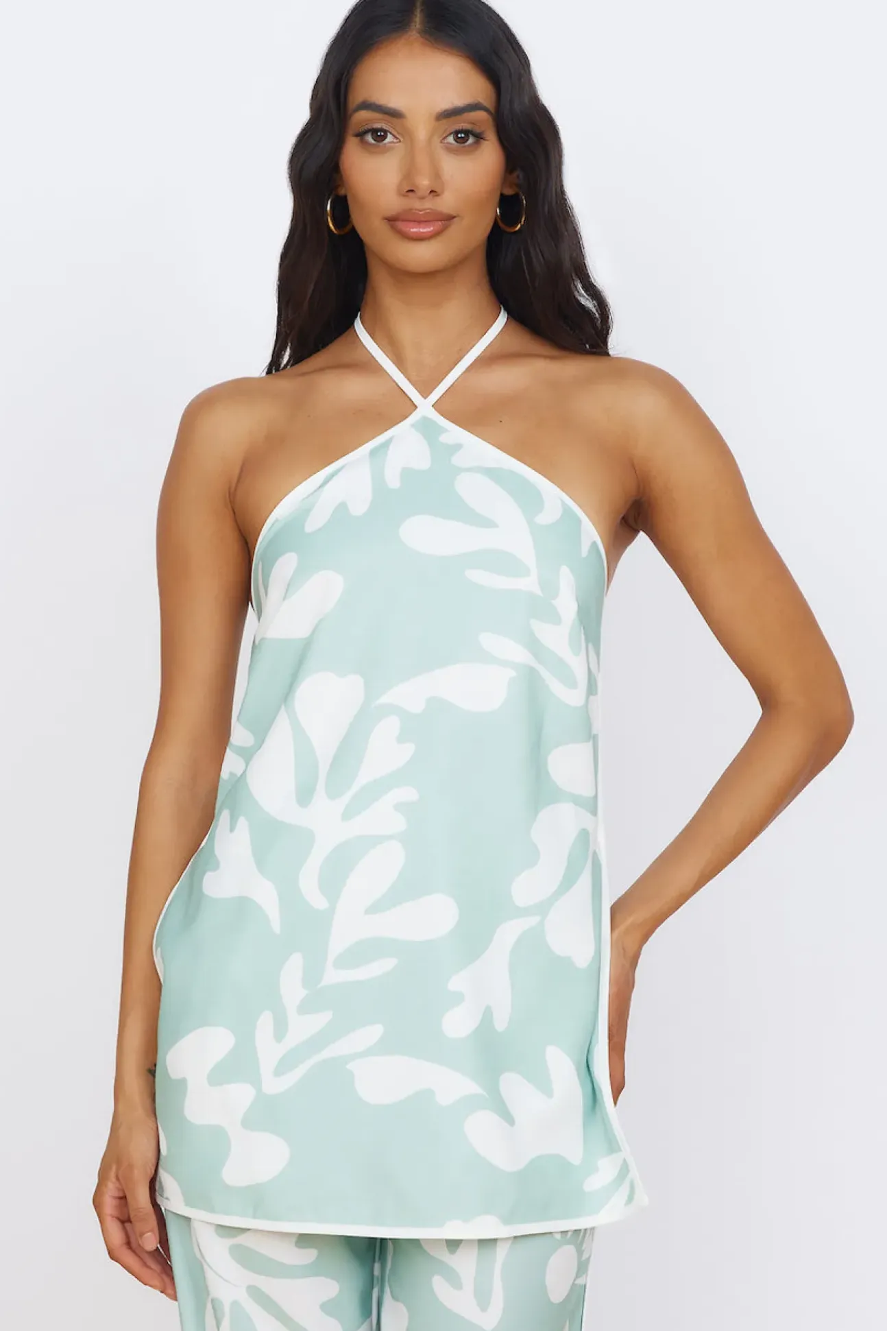SEVEN WONDERS Ilah Halter Top Sage