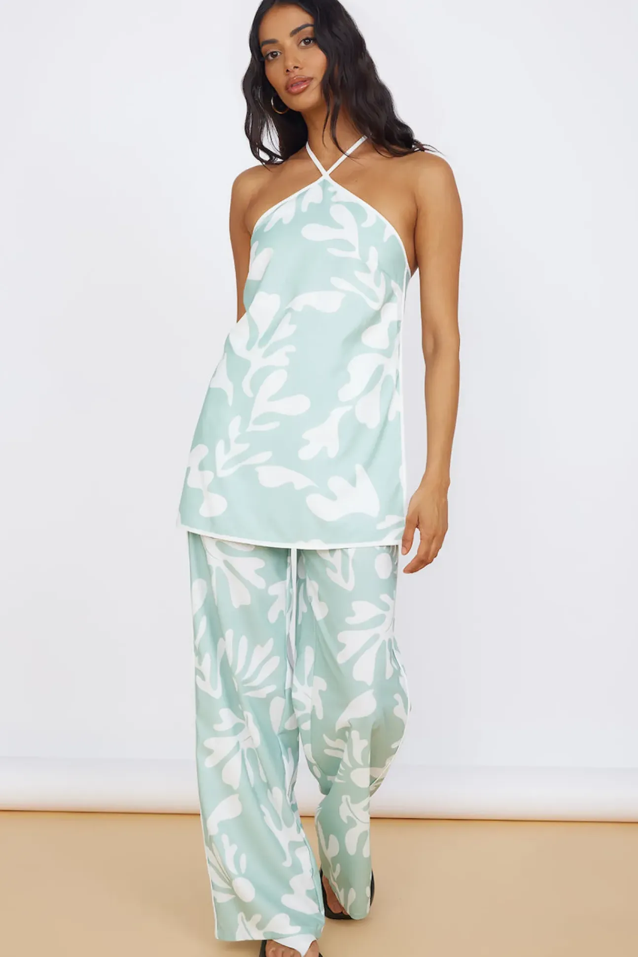 SEVEN WONDERS Ilah Halter Top Sage