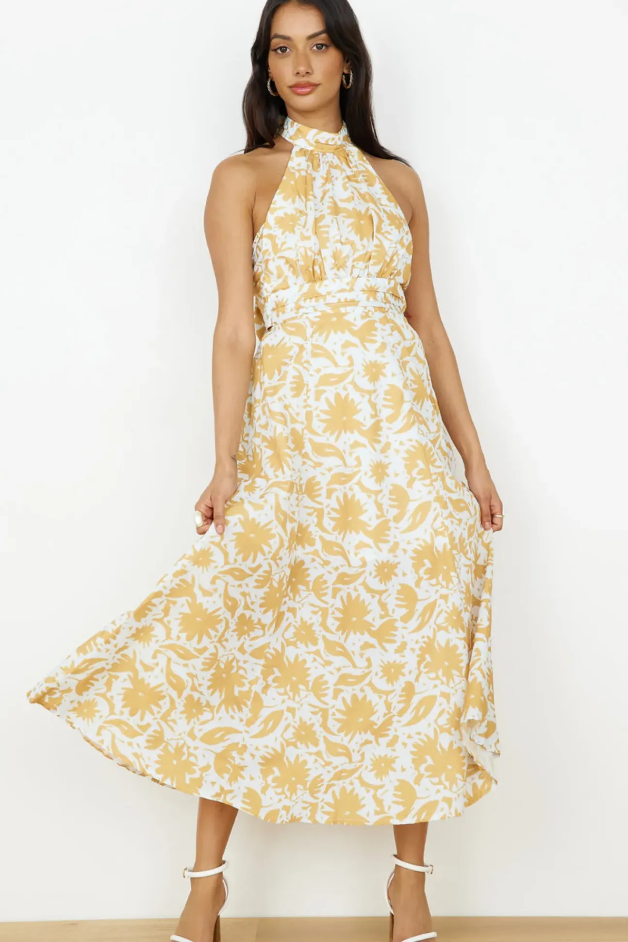 Showing Emotions Halter Maxi Dress Yellow
