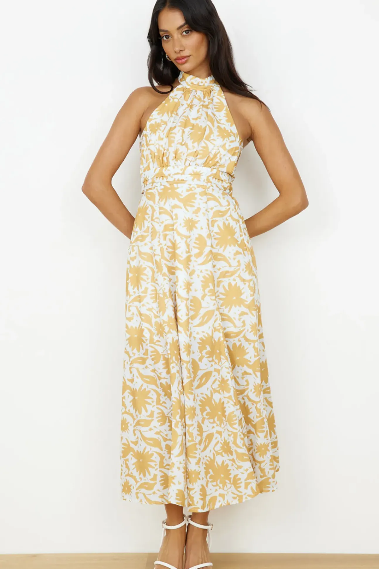 Showing Emotions Halter Maxi Dress Yellow