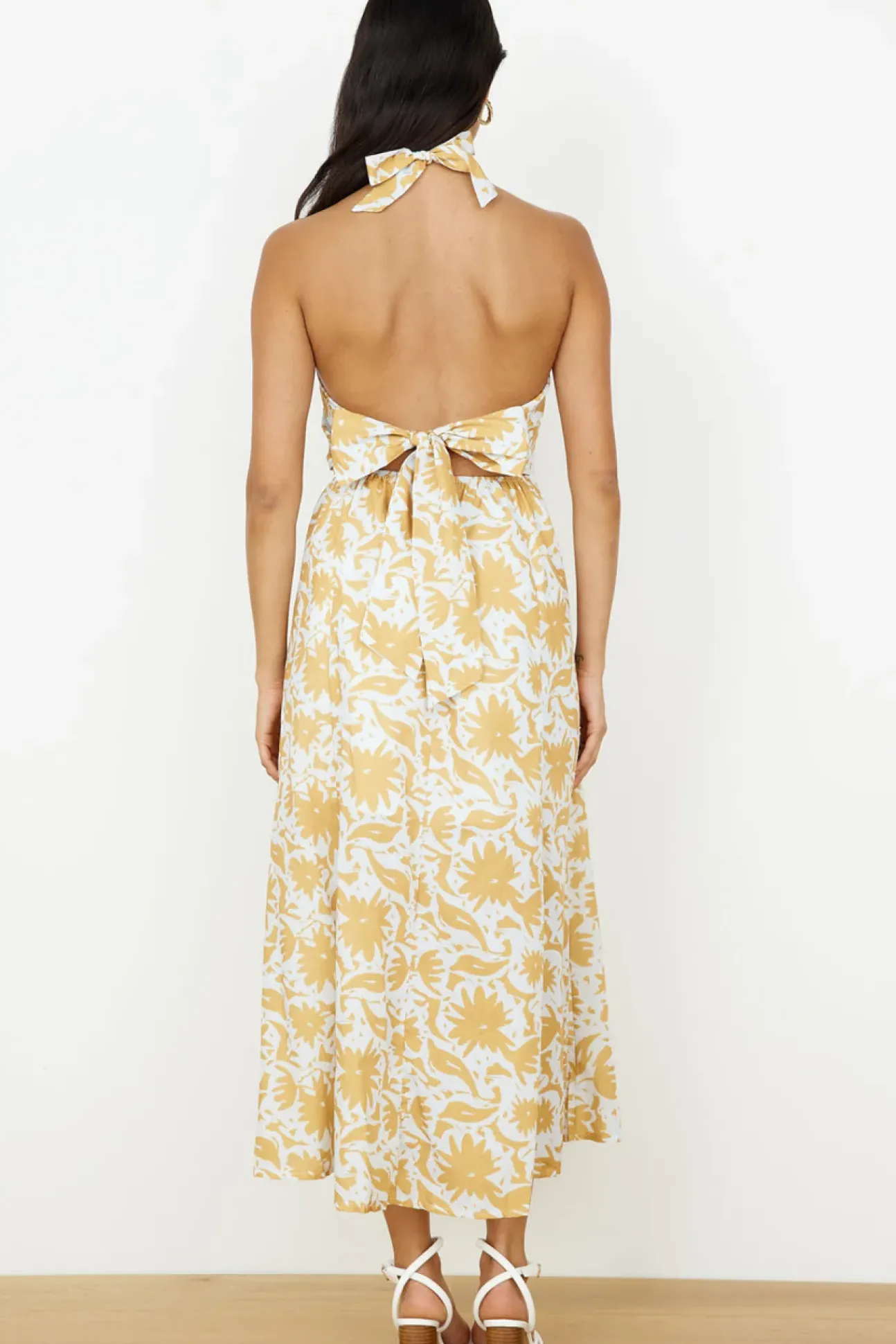 Showing Emotions Halter Maxi Dress Yellow