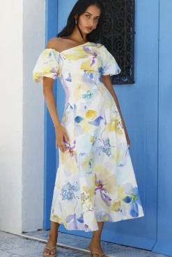 Silent Lullabies One Shoulder Midi Dress Print