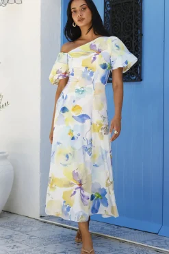 Silent Lullabies One Shoulder Midi Dress Print
